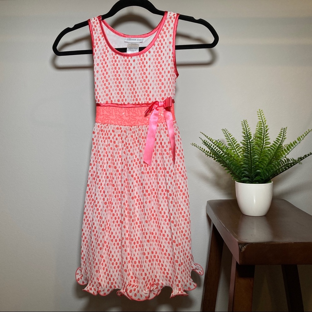 ✨2/$20 Pleated polka dot tie back coral dress